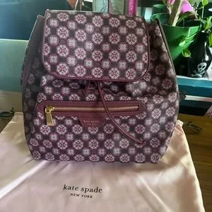 Kate Spade Flower Monogram Mia Flap Backpack Garnet Rose kate spade | Bags | Nwot Kate Spade Flower Monogram Mia Flap  main image 2